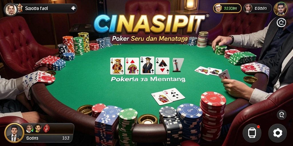 Tampilan gameplay menarik dari CINASIPIT dengan elemen Poker yang mendebarkan.