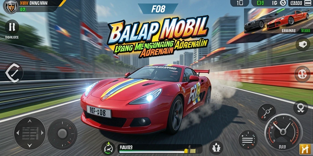 Gameplay seru dengan mobil balap yang cepat.