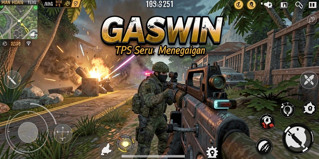 Screenshot menunjukkan aksi seru dalam pertempuran TPS GASWIN.