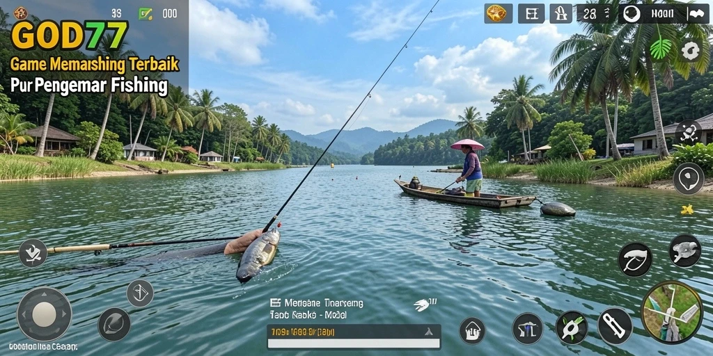 Screenshot utama GOD77 menampilkan aksi memancing yang seru dan ikan beragam.
