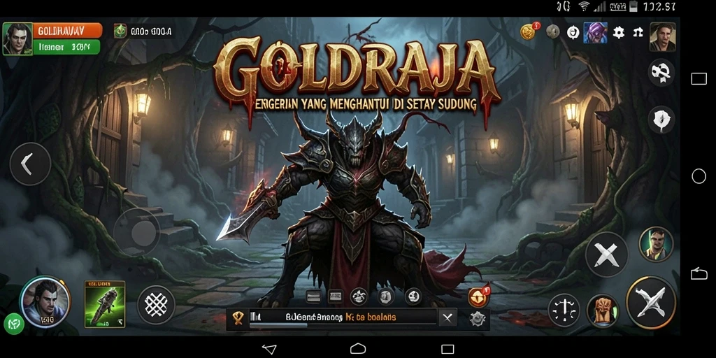 Screenshot gameplay GOLDRAJA menampilkan suasana mencekam dan grafis yang menakutkan.