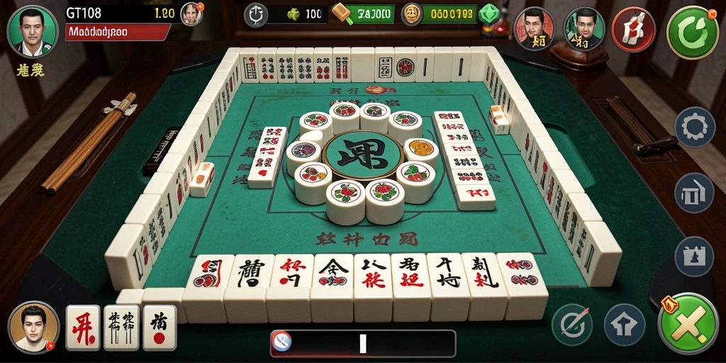 Screenshot dari gameplay seru GT108 menampilkan ubin Mahjong.