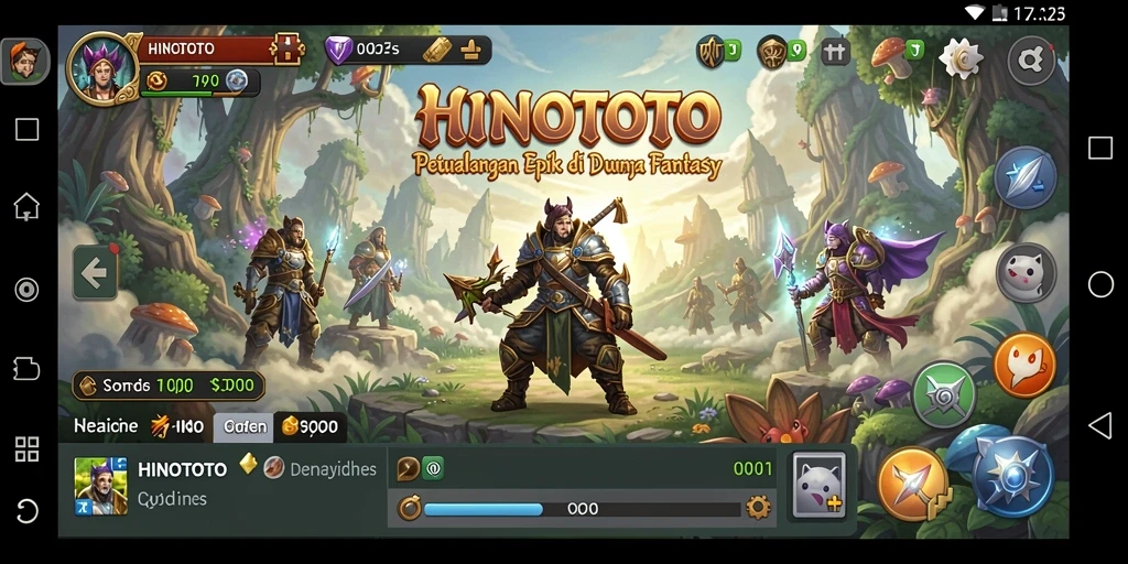 Screenshot HINOTOTO menunjukkan aksi pertarungan seru di dunia RPG.