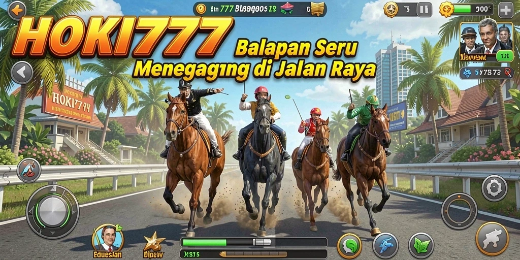 Tampilan gameplay HOKI777 dengan balapan mobil yang mendebarkan.