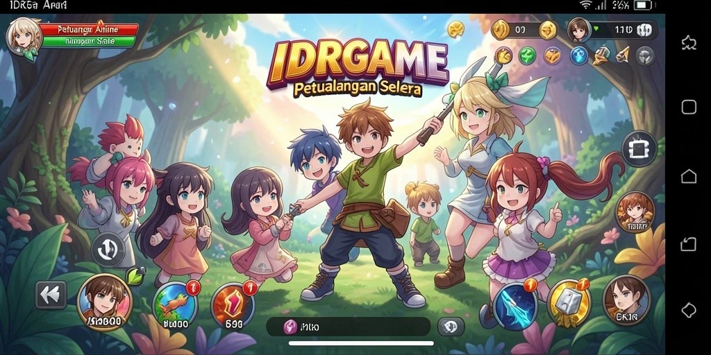 Screenshot gameplay <strong>IDRGAME</strong> menampilkan karakter Anime beraksi di dunia fantasi.