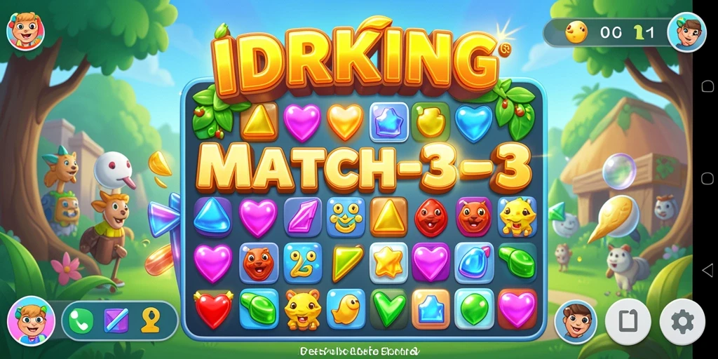 Tangkapan layar gameplay <strong>IDRKING</strong> yang menunjukkan keseruan permainan Match-3.