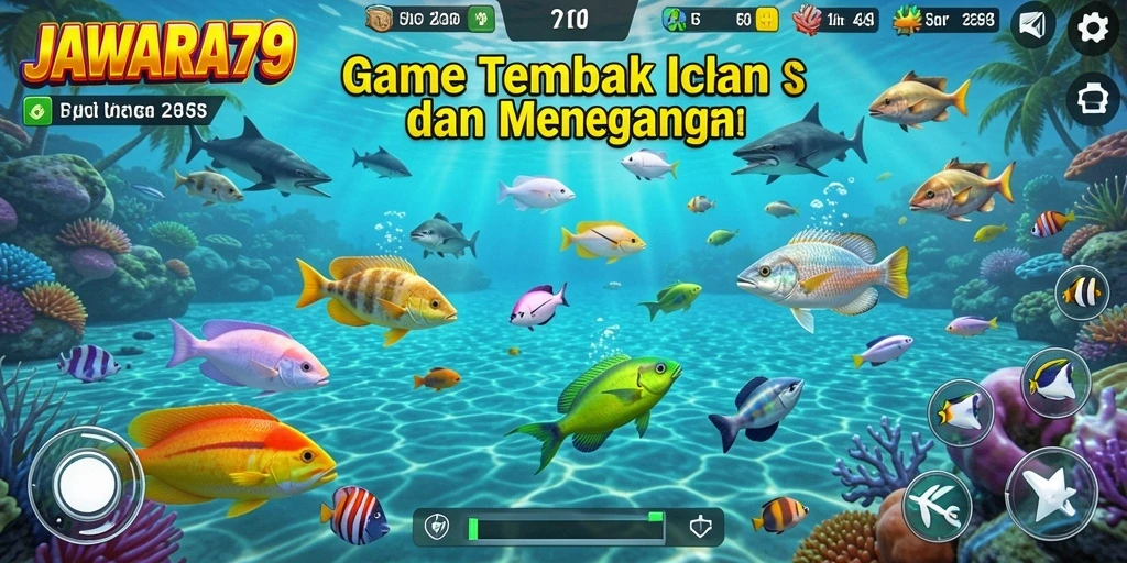 Tampilan utama gameplay JAWARA79 dengan aksi menembak ikan yang seru.