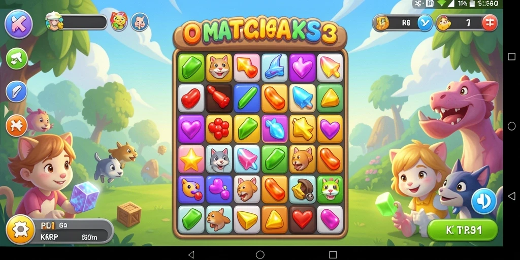 Tampilkan layar gameplay dari KKRP dengan kombinasi berwarna-warni.