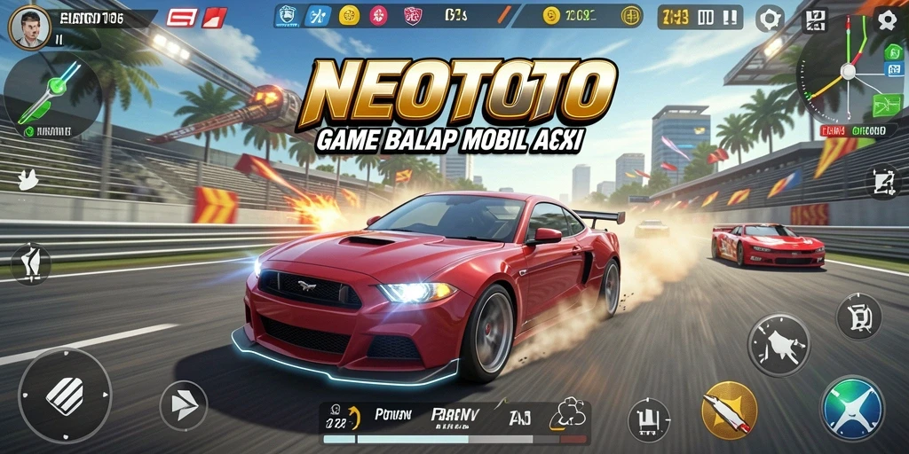 Tampilan gameplay balap mobil yang menarik dan dinamis.