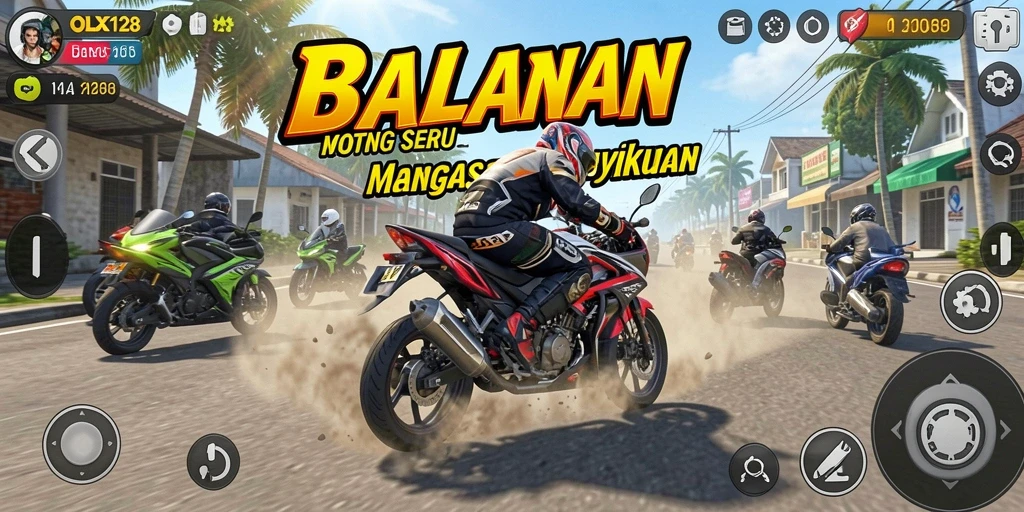 Tampilan gameplay seru balapan motor di OLX128.