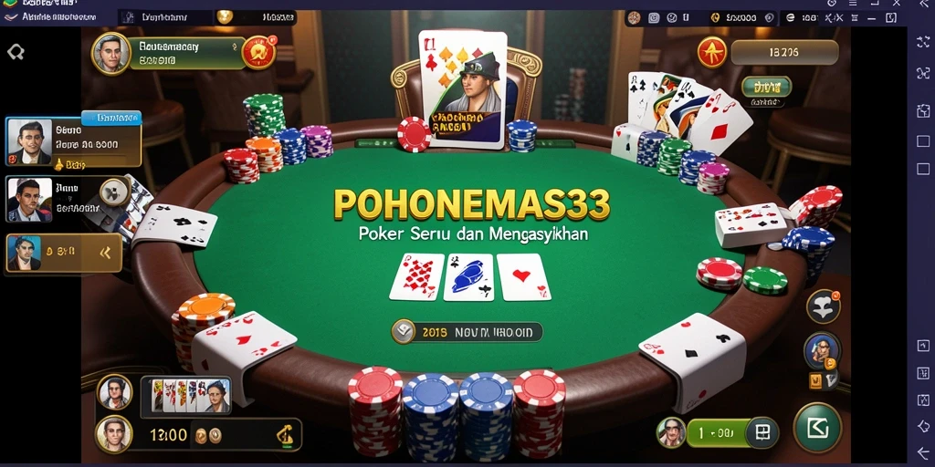 Screenshot utama POHONEMAS33 menunjukkan gameplay Poker yang seru.