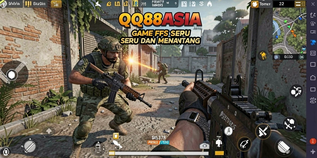 Tangkapan layar dari gameplay intens QQ88ASIA dengan aksi tembak-menembak.