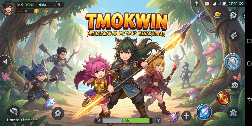 Tangkapan layar gameplay TMOKWIN yang menunjukkan karakter anime yang menarik.