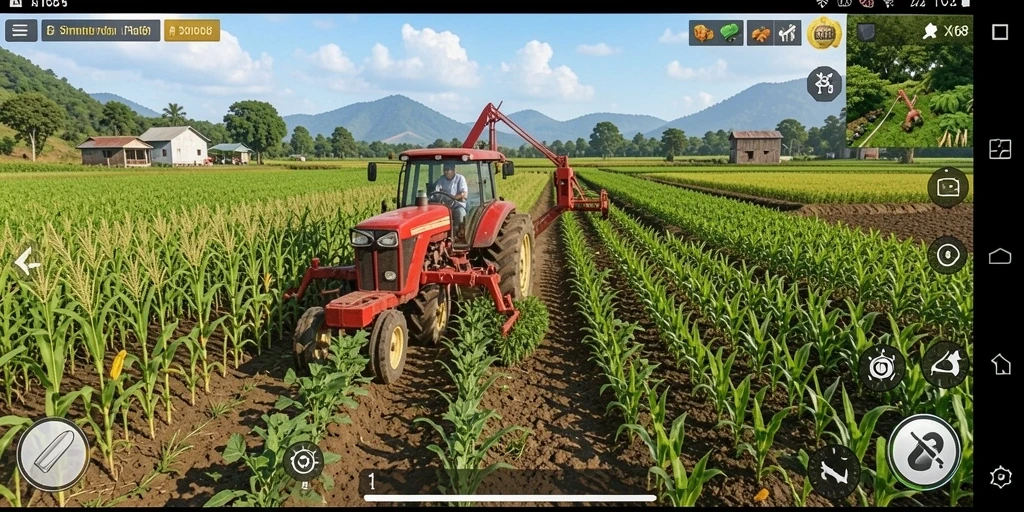 Screenshot menampilkan kehidupan pertanian yang dinamis di X168.